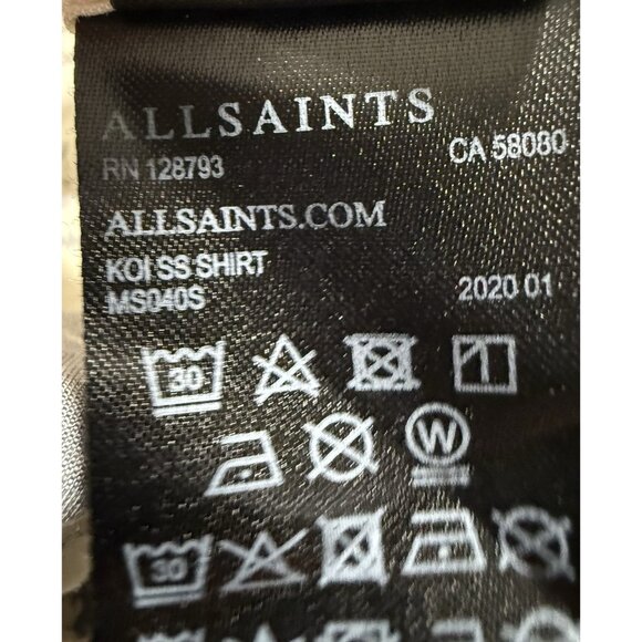 All Saints Mens Koi Short Sleeve Shirt Size XL Hawaiian Viscose Loop Collar - Picture 8 of 12